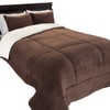 Hastings Home Hastings Home 3 Piece Sherpa/Fleece Comforter Set - Full/Queen - Chocolate 818412SBG